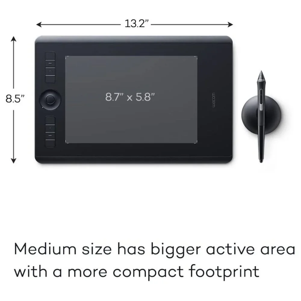 Wacom PTH660 Intuos Pro Digital Graphic Drawing Tablet for Mac/PC Medium Black